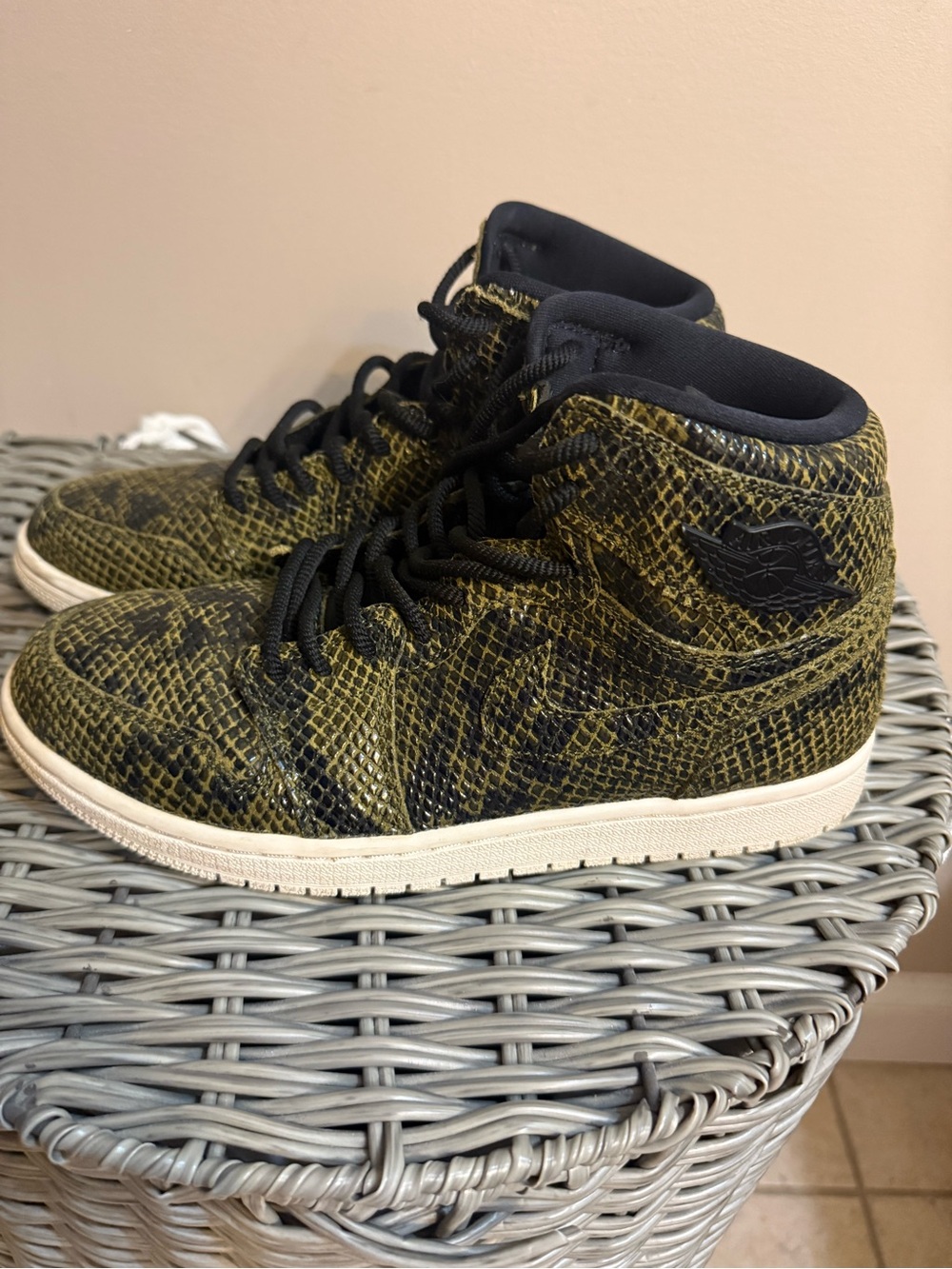 Jordan Women’s High Top Sneakers in Olive Green and Black